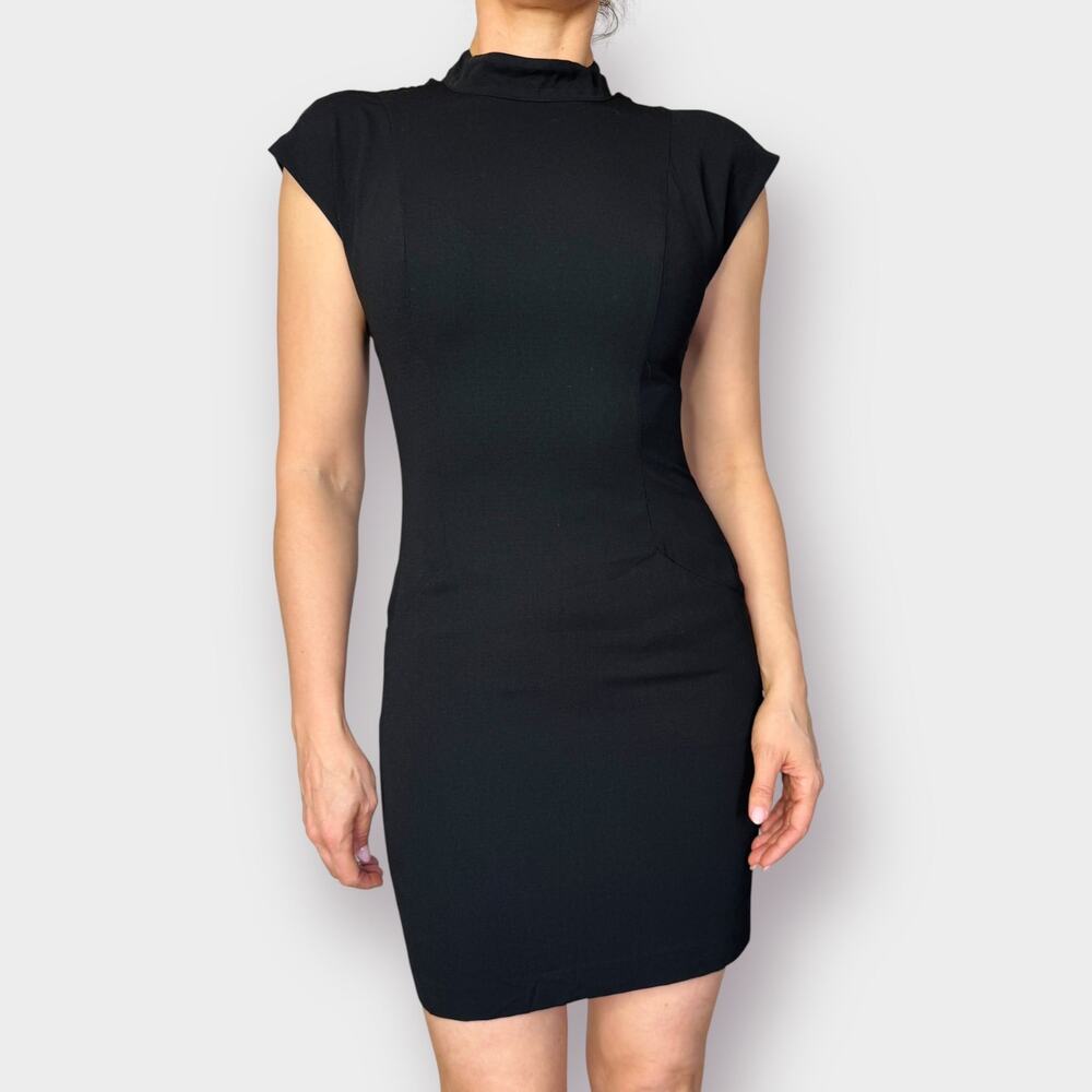 00s‎ Bebe Black Mockneck Dress size S